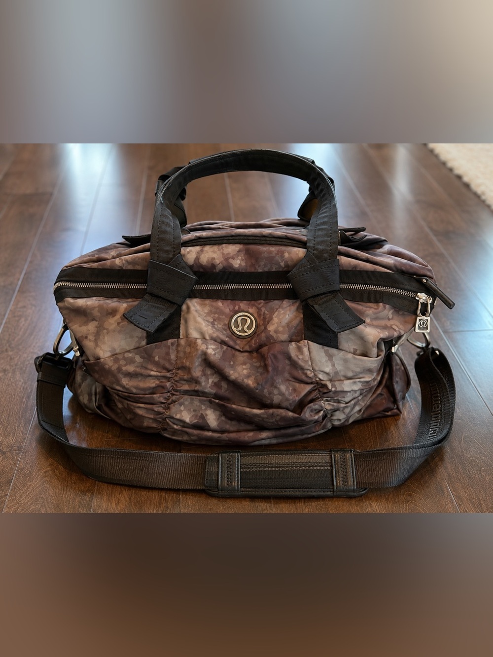 Lululemon Camo Gym Duffel Bag with Shoulder Strap